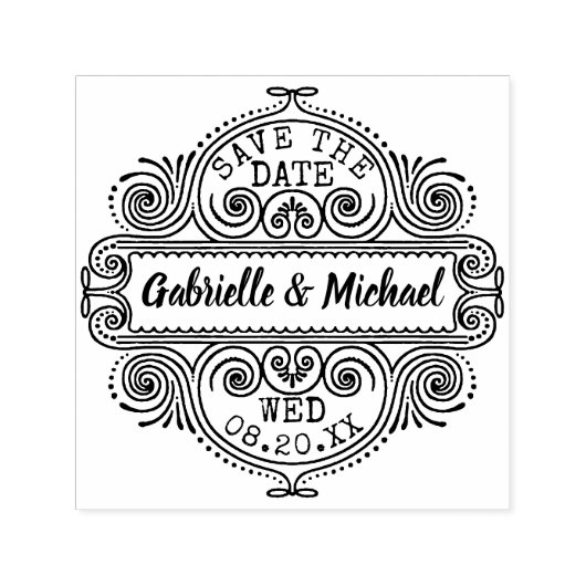 Bruiloft Bewaar de datum Lijst Custom Zelfinktende Stempel (Design)