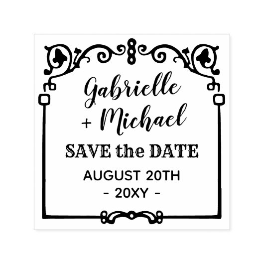 Bruiloft Bewaar de datum Lijst Namen Zelfinktende Stempel (Design)