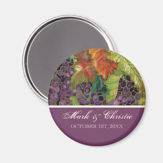 Bruiloft Bewaar de datum Magneet Herfst Druivenbla (Voorkant / Achterkant)