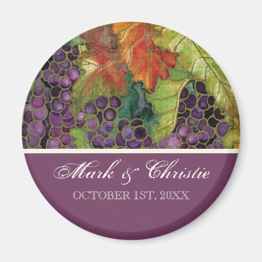 Bruiloft Bewaar de datum Magneet Herfst Druivenbla (Voorkant)