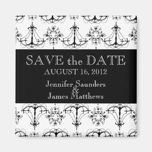 Bruiloft Bewaar de datum Magneet Kroonluchters Zwa (Voorkant)