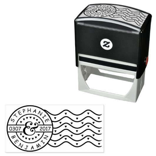 Bruiloft Bewaar de Datum Mail Postmark | Namen toe Zelfinktende Stempel (In situ)