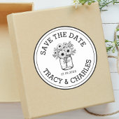 Bruiloft Bewaar de datum Mason Jar Flowers Custom Ronde Sticker