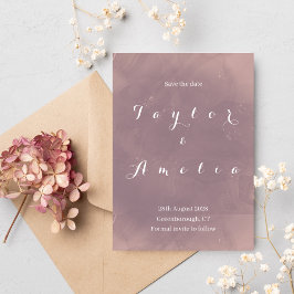 Bruiloft Bewaar de datum Modern Dusty Roos Kaart