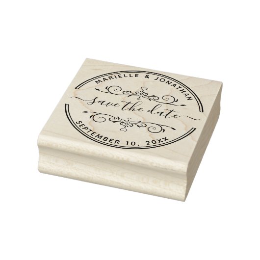 Bruiloft Bewaar de datum Modern Script Rubberstempel (Stempel)