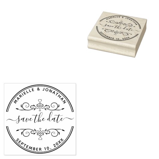 Bruiloft Bewaar de datum Modern Script Rubberstempel (Gestempeld)