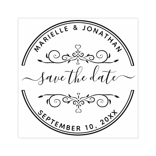 Bruiloft Bewaar de datum Modern Script Rubberstempel (Afrduk)