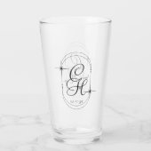 Bruiloft Bewaar de datum Monogram Boho Script Zwar Glas (Achterkant)