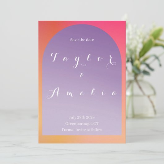 Bruiloft Bewaar de datum Ombre Boho Arch Save The Date (Staand voorkant)
