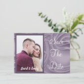 Bruiloft Bewaar de datum Oude Lavendel Custom Foto Kaart (Staand voorkant)