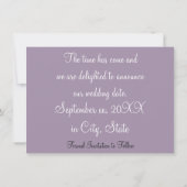 Bruiloft Bewaar de datum Oude Lavendel Custom Foto Kaart (Achterkant)