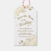 Bruiloft Bewaar de datum Potlood Ons In Gouden Fri Cadeaulabel (Voorkant)