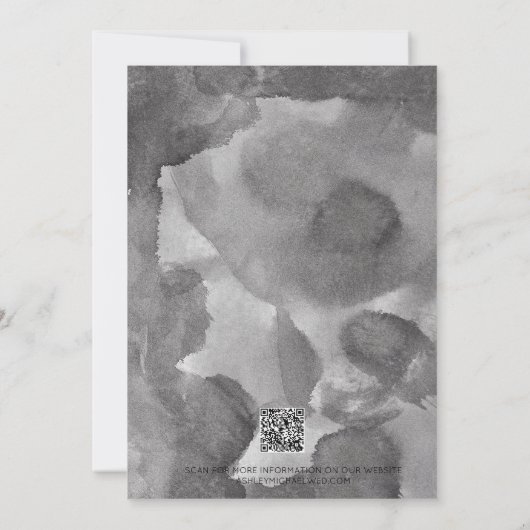 Bruiloft Bewaar de datum QR Code Zwart-wit Kaart (Achterkant)