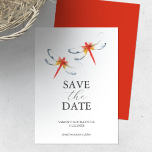 Bruiloft Bewaar de datum Red Dragonfly Save The Date