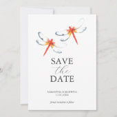 Bruiloft Bewaar de datum Red Dragonfly Save The Date (Voorkant)