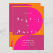 Bruiloft Bewaar de datum Retro Abstract Roze Sinaa Save The Date (Voorkant / Achterkant)