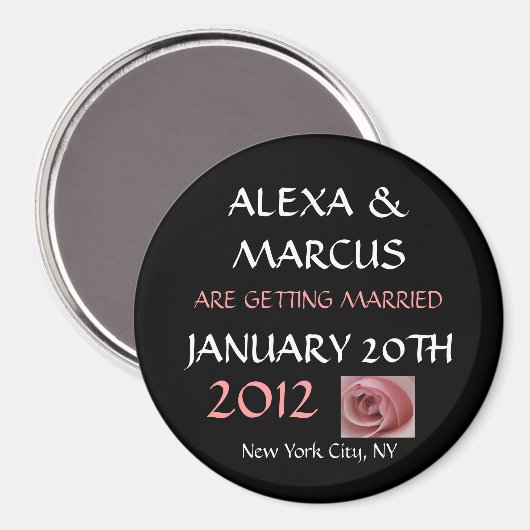 Bruiloft Bewaar de Datum Ronde Magneet (Voorkant / Achterkant)