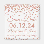 Bruiloft Bewaar de datum Roos Gouden Glitter Confe Magneet (Voorkant)