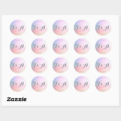 Bruiloft Bewaar de datum Roze Lila Ombre Ronde Sticker (Vel)