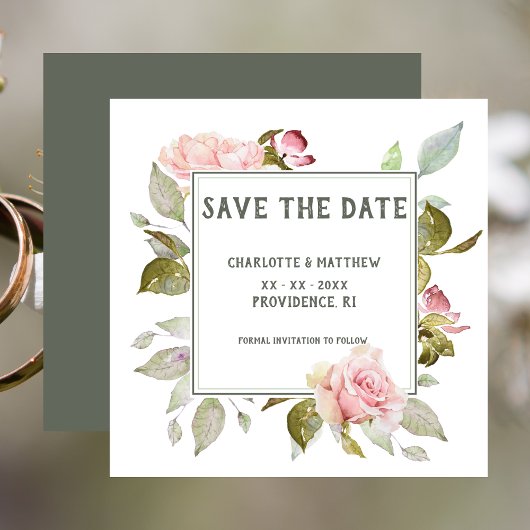 Bruiloft Bewaar de datum Roze Rozen Save The Date