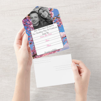 Bruiloft Bewaar de datum RVSP All In One Uitnodiging