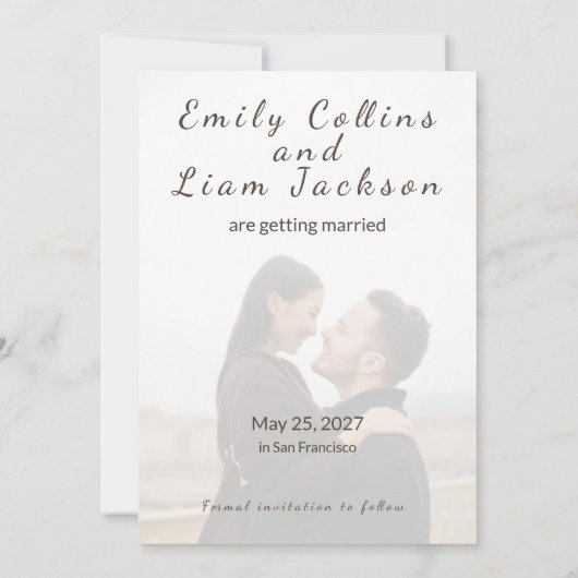 Bruiloft Bewaar de datum Sjabloon met foto Kaart (Achterkant)