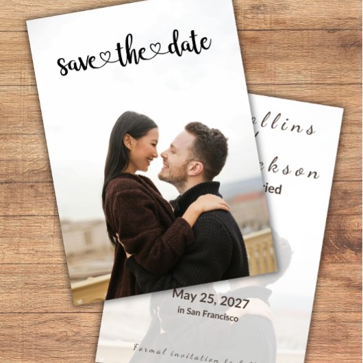 Bruiloft Bewaar de datum Sjabloon met foto Kaart