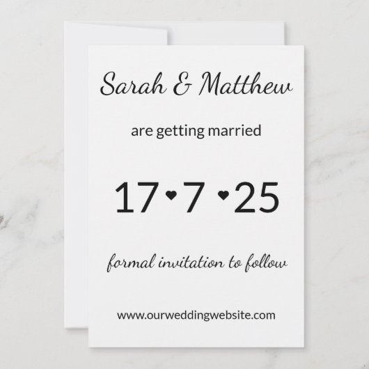 Bruiloft Bewaar de datum Sjabloon met foto Kaart (Achterkant)