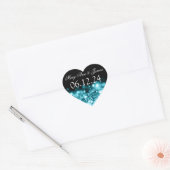 Bruiloft Bewaar de datum Sparkling Lights Turquois Hart Sticker (Envelop)