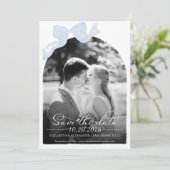 Bruiloft Bewaar de Datum Uitnodiging | Foto buigen (Staand voorkant)