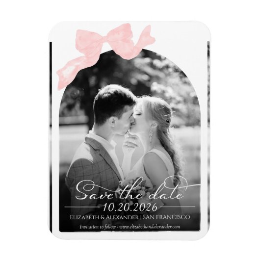 Bruiloft Bewaar de Datum Uitnodiging | Foto buigen Magneet (Verticaal)