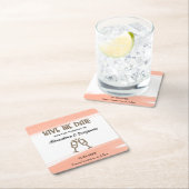 Bruiloft Bewaar de Datum Uitnodiging Roze Personal Kartonnen Onderzetters (Insitu)