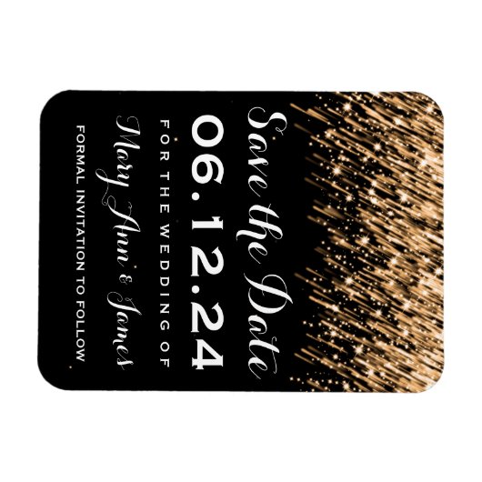 Bruiloft Bewaar de datum vallende sterren goud Magneet (Horizontaal)