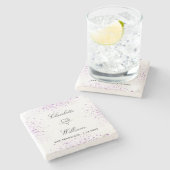 Bruiloft bewaar de datum violet glitter namen stenen onderzetter (Zijkant)