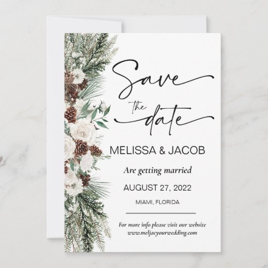 Bruiloft Bewaar de datum Winter  Classic minim Kaart (Voorkant)