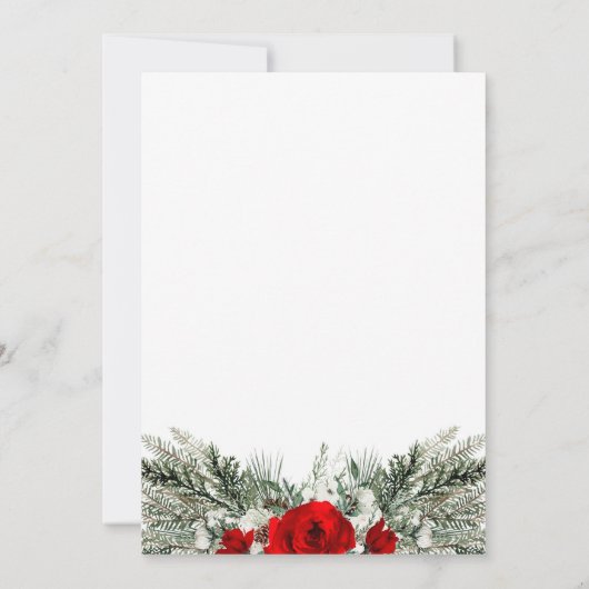 Bruiloft Bewaar de datum Winter Red Rose  Kaart (Achterkant)