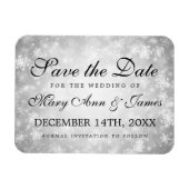 Bruiloft Bewaar de datum Zilveren Winter Wonderlan Magneet (Horizontaal)