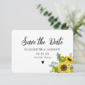 Bruiloft Bewaar de datum Zonnebloem Bloemen Bedankkaart (Staand voorkant)