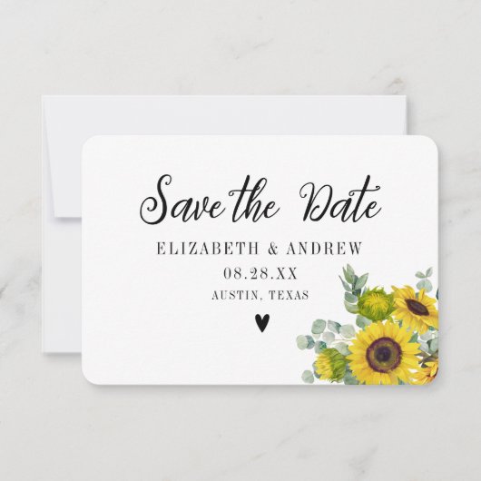 Bruiloft Bewaar de datum Zonnebloem Bloemen Bedankkaart (Voorkant)