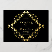 Bruiloft Bewaar de datum Zwart Echt Goud