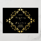 Bruiloft Bewaar de datum Zwart Echt Goud Folie Uitnodiging (Voorkant)