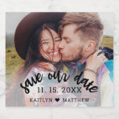 Bruiloft Bewaar onze datum Foto Modern Script Bier Etiket (Enkel label)