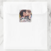 Bruiloft Bewaar onze datum Foto Modern Script Mono Vierkante Sticker (Tas)