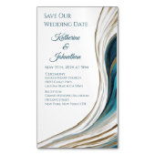 Bruiloft Bewaar onze Datum- Modern Blauw en Goud- Magnetisch Visitekaartje (Voorkant Verticaal)