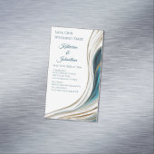 Bruiloft Bewaar onze Datum- Modern Blauw en Goud- Magnetisch Visitekaartje (Voorbeeld)