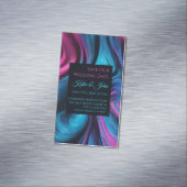 Bruiloft Bewaar onze Datum- Modern Blauw en Roze- Magnetisch Visitekaartje (Voorbeeld)