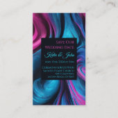 Bruiloft Bewaar onze Datum- Modern Blauw en Roze- Visitekaartje (Voorkant)