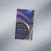 Bruiloft Bewaar onze Datum- Modern Blauw Paarse Go Magnetisch Visitekaartje (Voorbeeld)