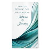Bruiloft Bewaar onze Datum- Modern Emerald Green- Magnetisch Visitekaartje (Voorkant Verticaal)