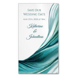 Bruiloft Bewaar onze Datum- Modern Emerald Green- Magnetisch Visitekaartje